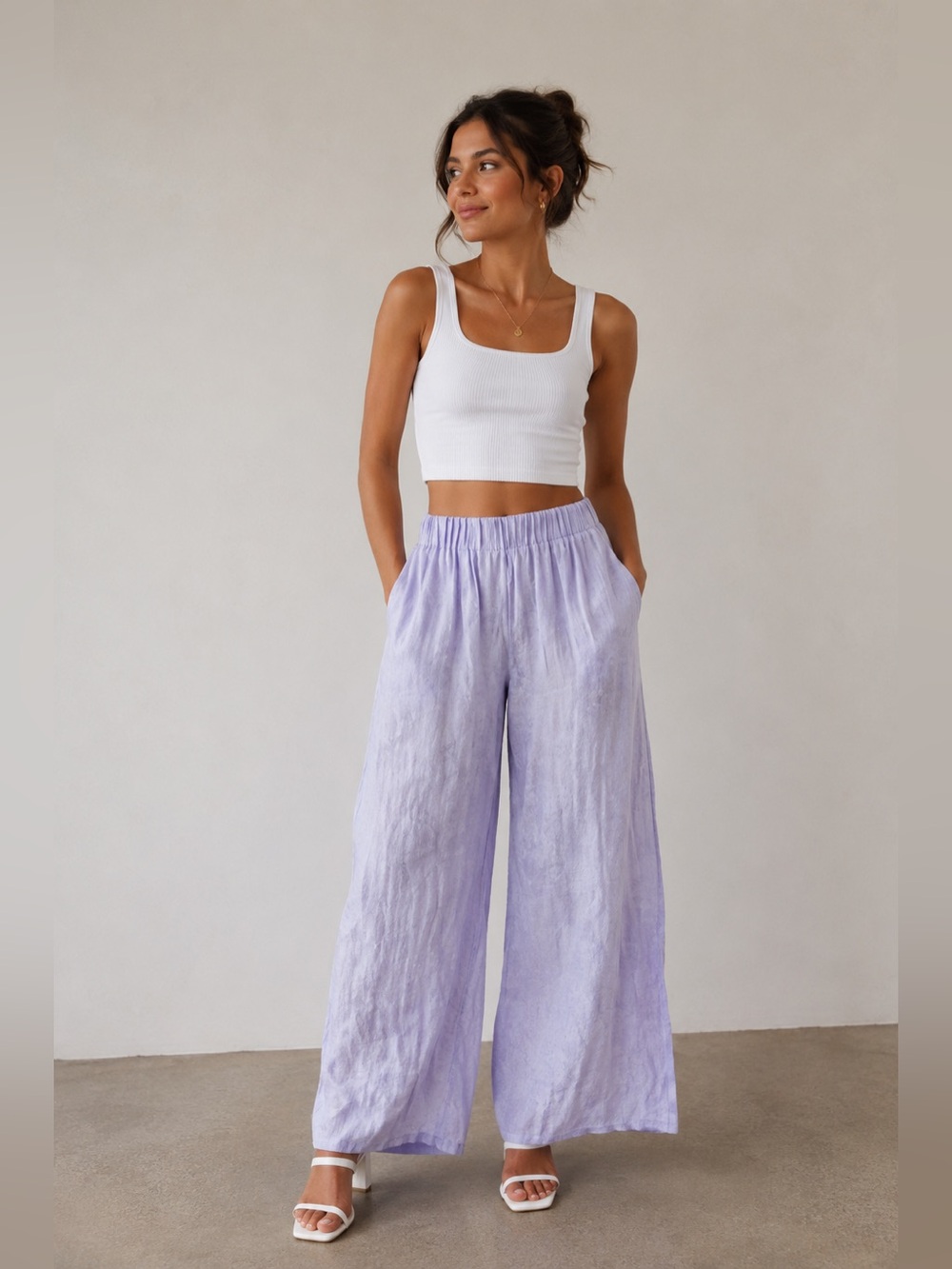 Forever 21 Purple Wide Leg  High-Waisted Pants